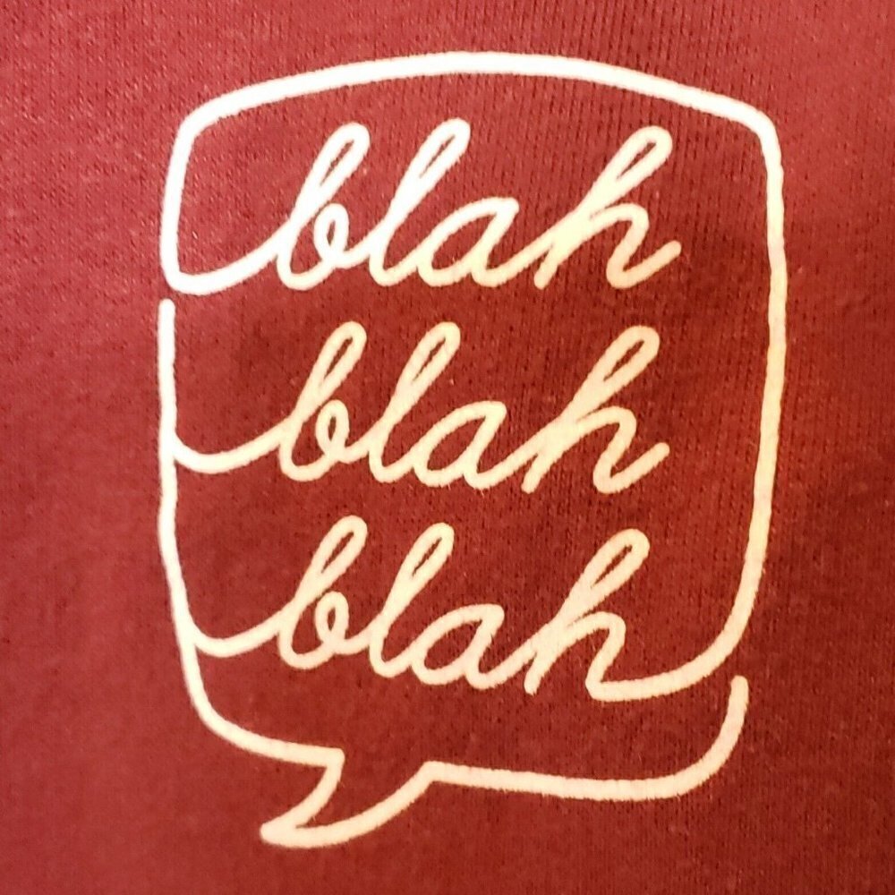 Love Tribe Womens Maroon Blah Blah Blah Cropped Sweatshirt XS - Picture 3 of 4